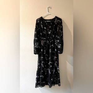 Sheer floral keyhole dress